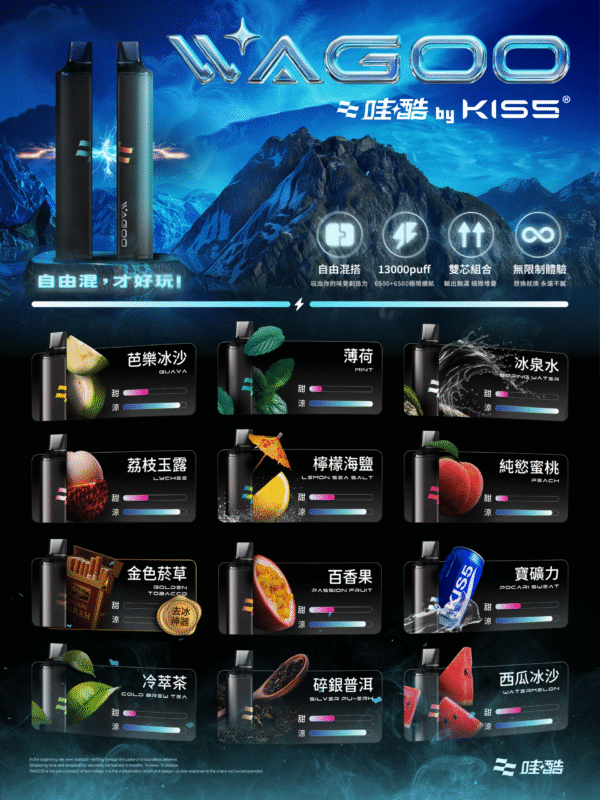 迪拜爆款【WAGOO❣️哇酷拋棄式6500口❣️】by KIS5 的高端品牌 【滿10送1】