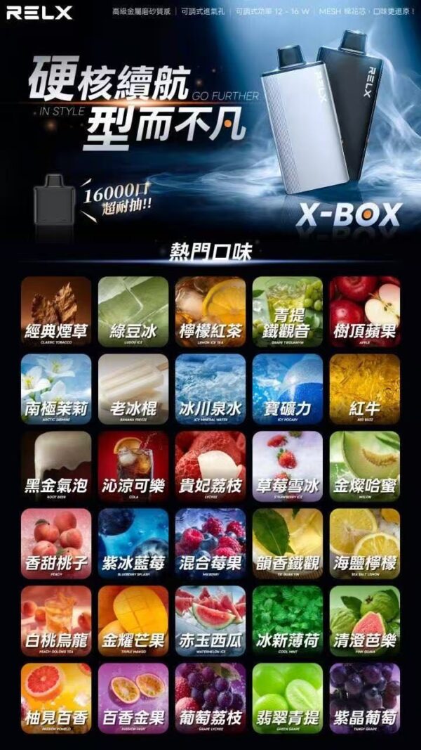 RELX悅刻X-BOX🥚	16000口 超耐抽！【買三顆送隨機顔色主機】